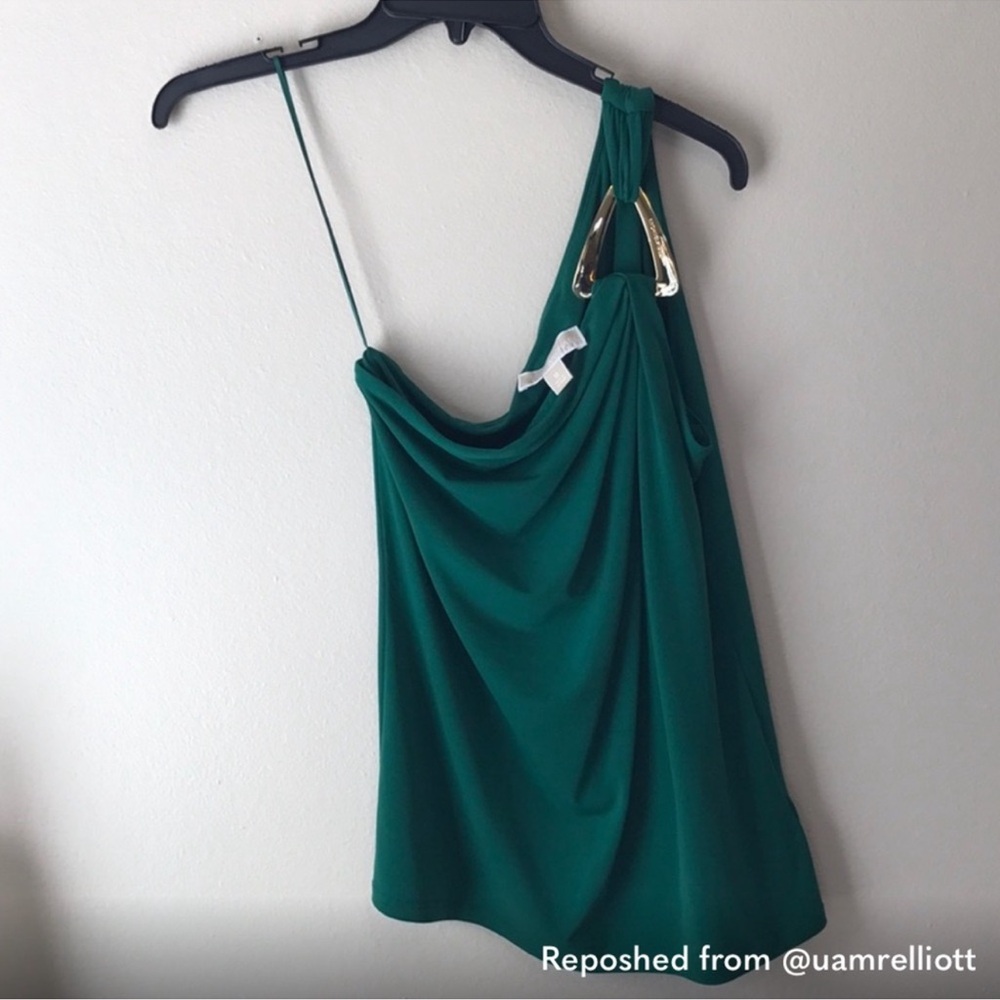 Michael Kors green one shoulder top